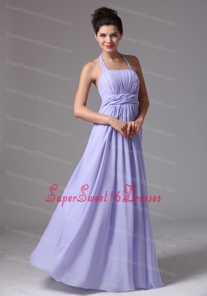 Custom Made Lilac Halter Ruched Bodice Sweet 16 Quinceanera Dama Dresses