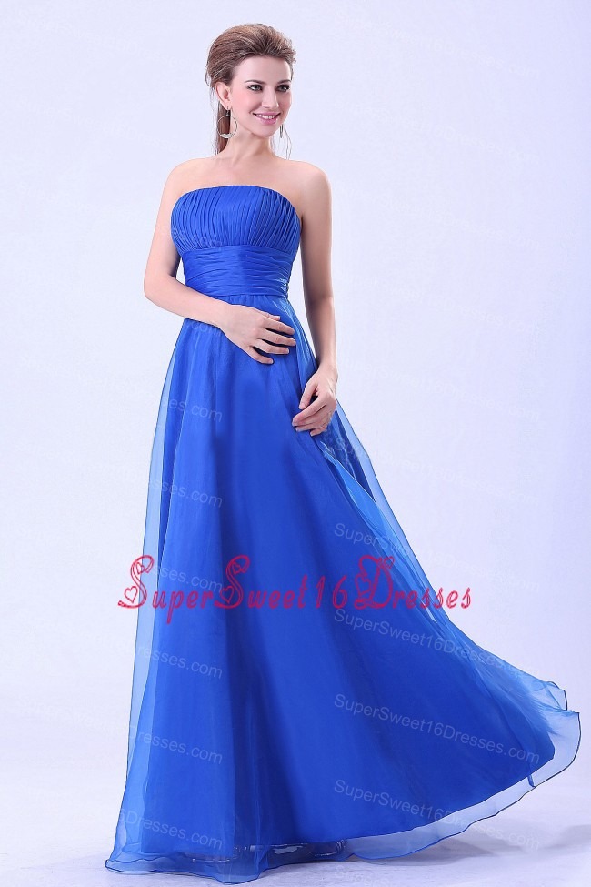 Blue 2013 Dama Dress With Empire Organza Ruched
