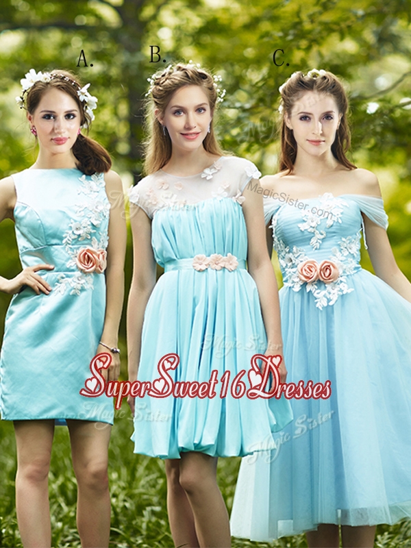 2016 Most Popular Light Blue Dama Dress with Appliques for Spring