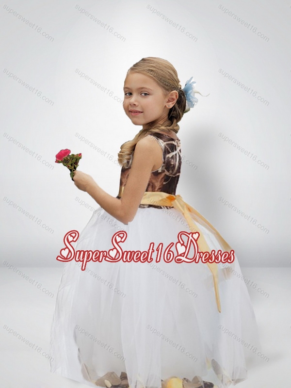 Lovely Ball Gown Camo Little Flower Girl Pageant Dresses with Bowknot