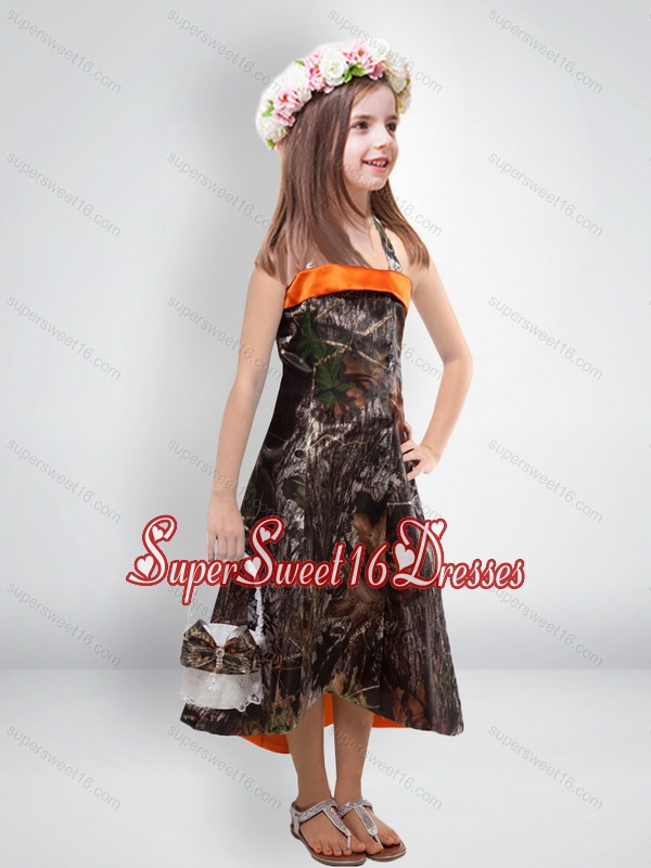 Perfect 2015 High Low One Shoulder Camo Little Flower Girl Pageant Dresses