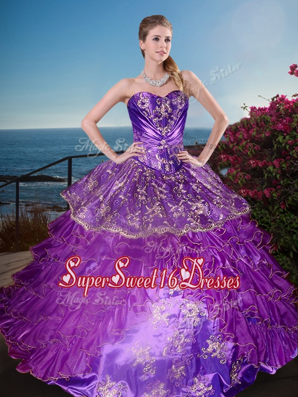New Arrivals Applique and Ruffled Layers Cheap Sweet Sixteen Dress in Organza and Taffeta