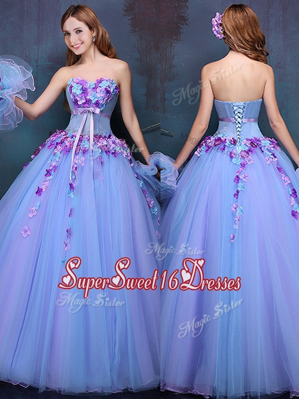 Wonderful Really Puffy A Line Sweet 16 Dress with Appliques and Bowknot