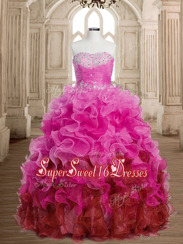 Best Selling Rainbow Quinceanera Dress with Beading and Ruffles