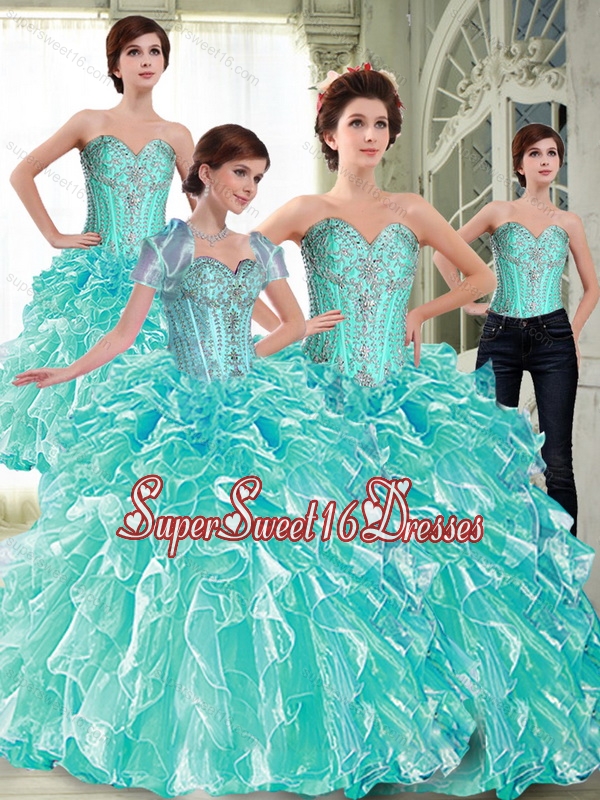 Suitable Ball Gown 2015 15th Birthday Party Dresses with Ruffles and Beading for Summer