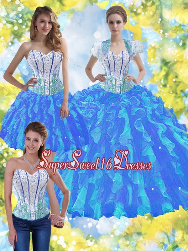 Elegant Sweet 16 Ball Gowns with Beading and Ruffles for Summer
