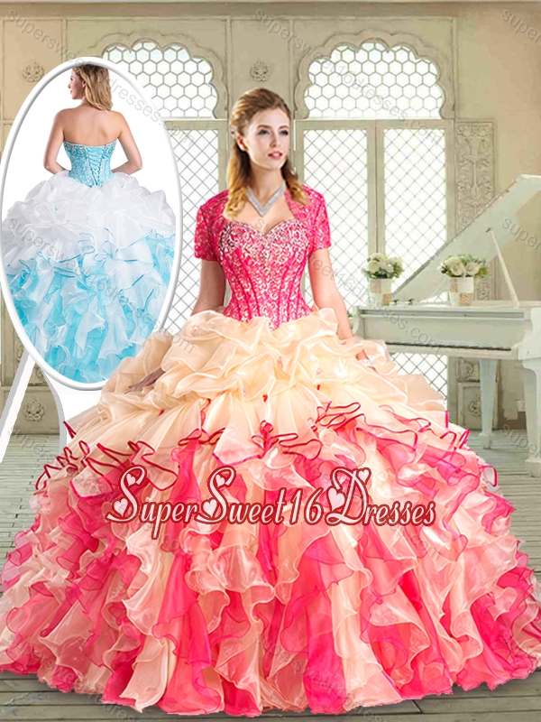 Latest Floor Length Perfect Sweet 16 Dresses with Beading and Pick Ups