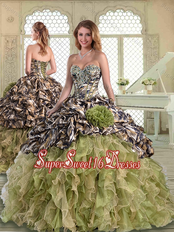 Perfect Camo Perfect Sweet 16 Dresses with Pick Ups and Hand Made Flowers