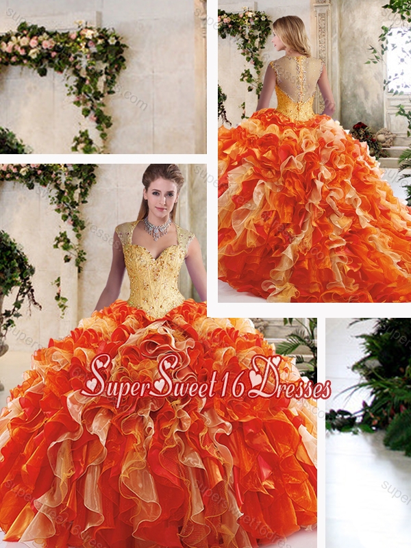 Pretty Multi Color Sweet Sixteen Dresses with Beading and Ruffles