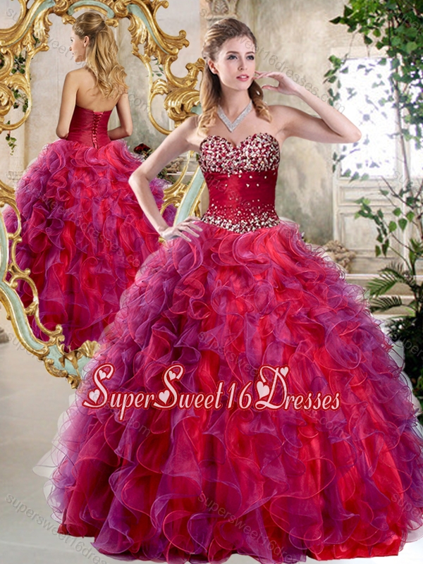2016 Elegant A Line Sweetheart Beading and Ruffles 15th Birthday Party Dresses