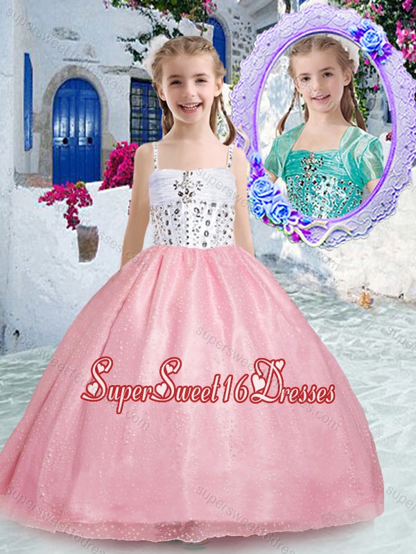 Beautiful Spaghetti Straps Pink Mini Quinceanera Dresses with Beading