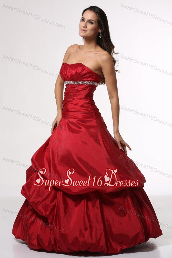 Wine Red Sweetheart Beading Taffeta Quinceanera Dress for Cheap