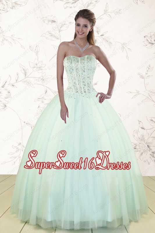 2015 The Brand New Style Strapless Sweet 15 Dresses with Beading