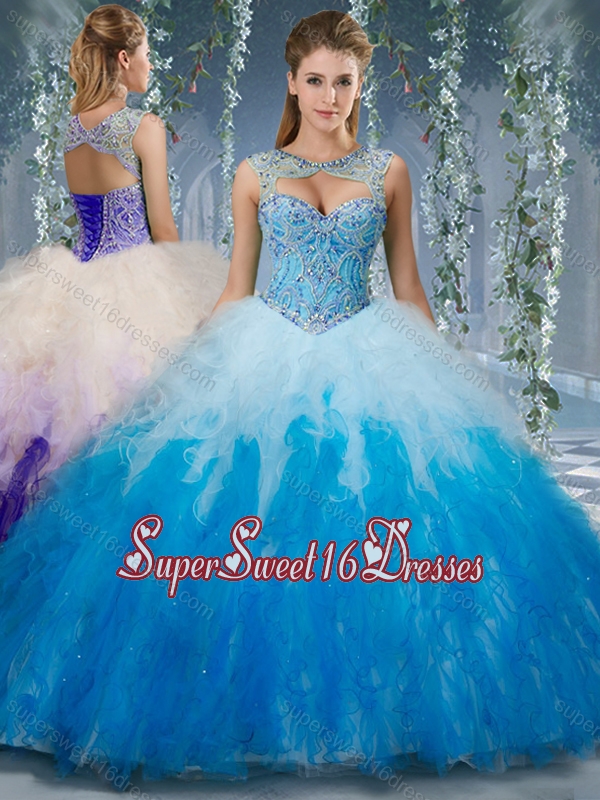 Exclusive Beaded and Ruffled Organza 15th Birthday Party Dresses in Gradient Color