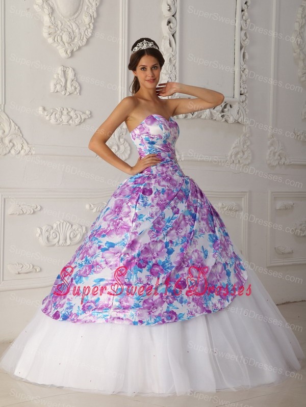 Vintage Multi-color Sweet 16 Dress Sweetheart Tulle Appliques 