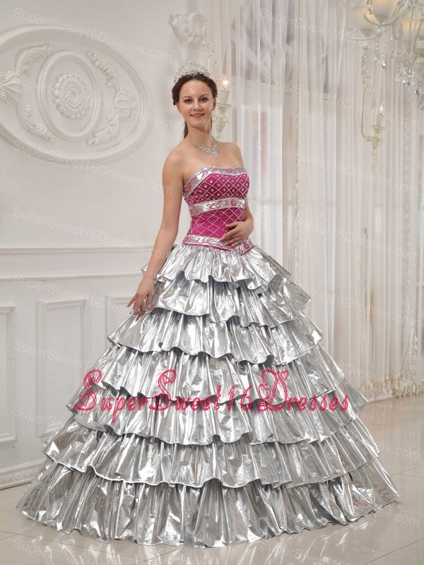 Popular Sweet 16 Dress Strapless Satin and Taffeta Beading / Princess