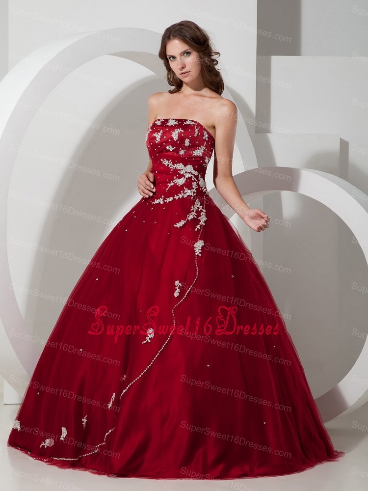 Customize Wine Red Sweet 16 Quinceanera Dress with Appliques and Beading