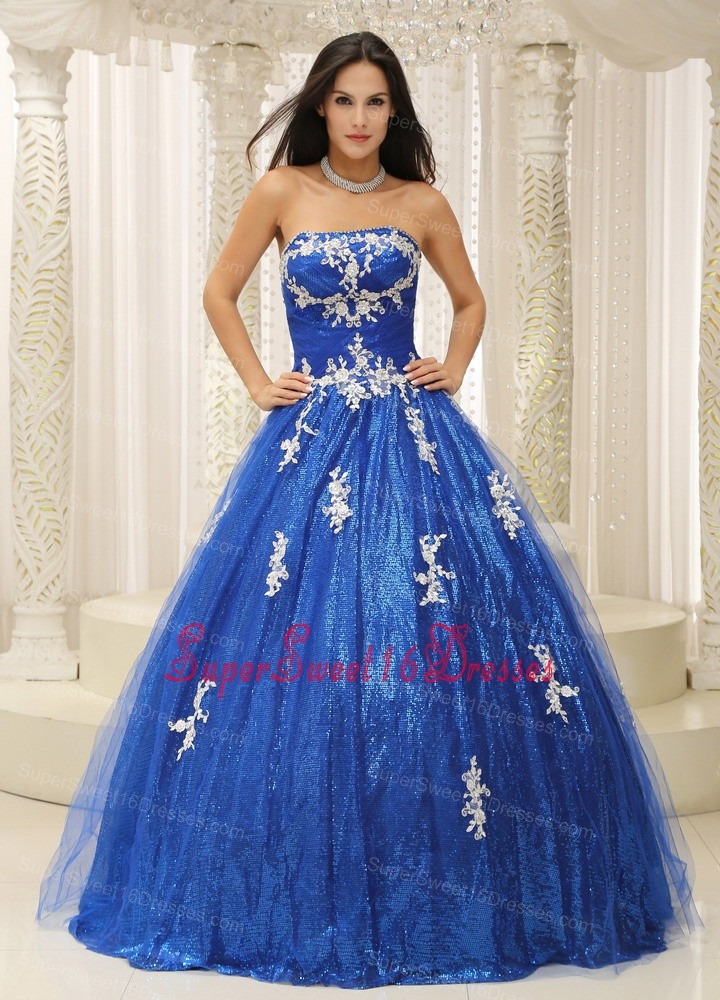 Royal Blue Sweet 16 Dress With Appliques Paillette Over Skirt Tulle In New Jersey