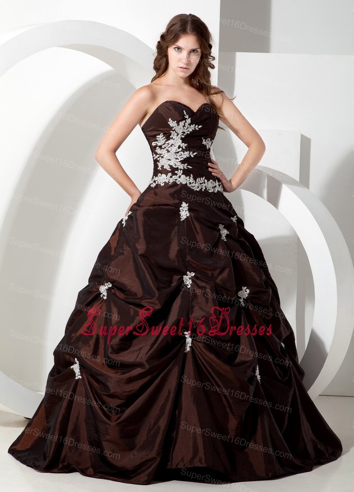 Customize Brown Sweetheart Sweet 16 Quinceanera Dress with Appliques
