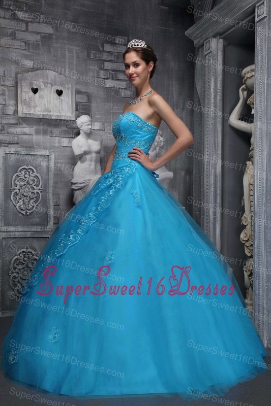 New Baby Blue Sweet 16 Dress Sweetheart Taffeta and Tulle Beading and Appliques Ball Gown