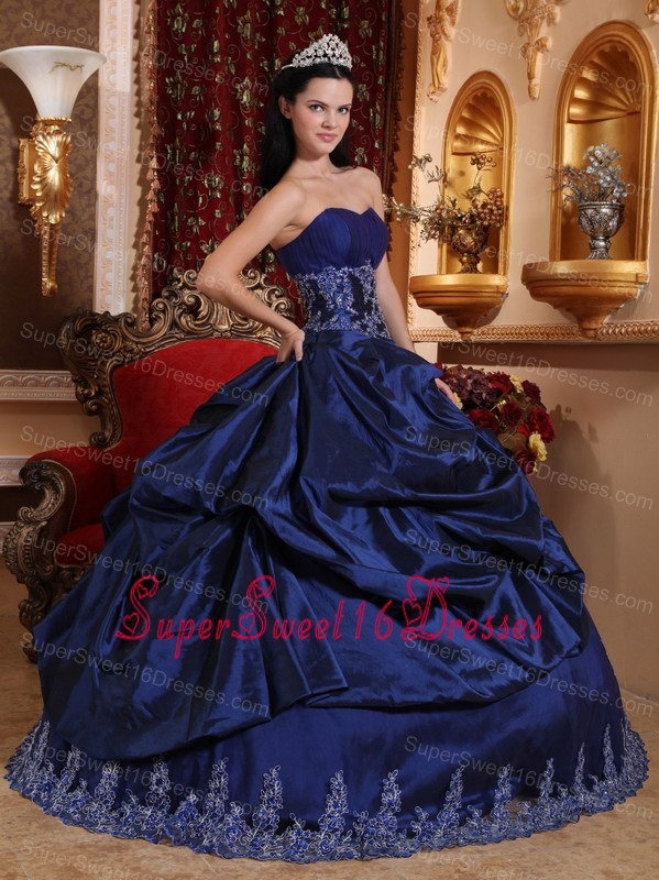 New Royal Blue Sweet 16 Dress Sweetheart Taffeta Appliques Ball Gown