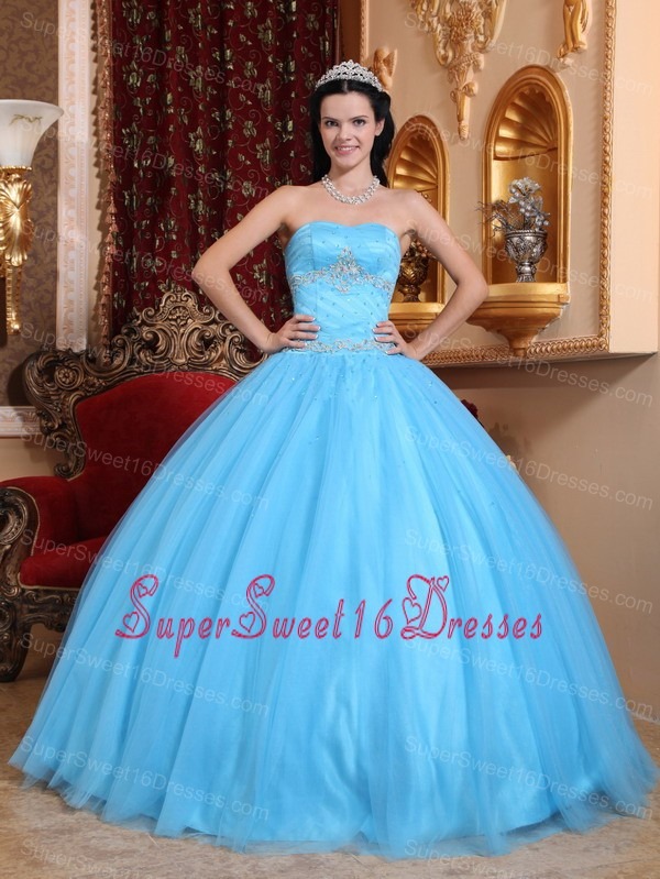 Classical Aqua Blue Sweet 16 Dress Sweetheart Tulle and Taffeta Beading Ball Gown
