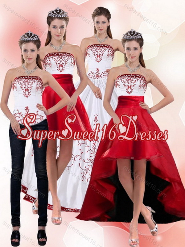 2015 Detachable Strapless Quinceanera Dress with Embroidery