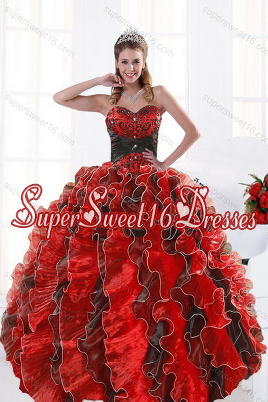 2015 Pretty Multi Color Beading and Ruffled Layers Dresses for Quince