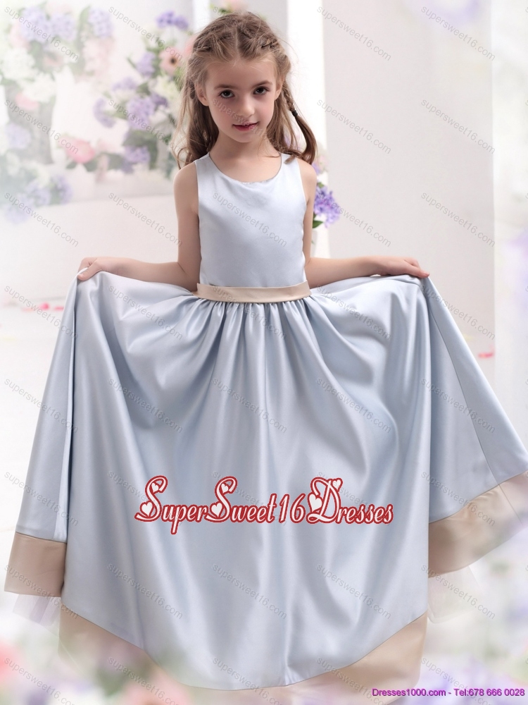Beautiful Silver Scoop 2015 Beautiful Little Girl Pageant Dress with Waistband
