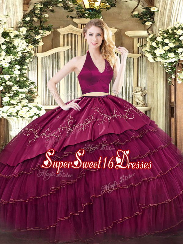 Extravagant Sleeveless Embroidery and Ruffled Layers Zipper Quinceanera Gowns
