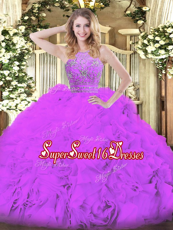 Smart Floor Length Zipper Sweet 16 Quinceanera Dress Eggplant Purple for Military Ball and Sweet 16 and Quinceanera with Beading and Ruffles
