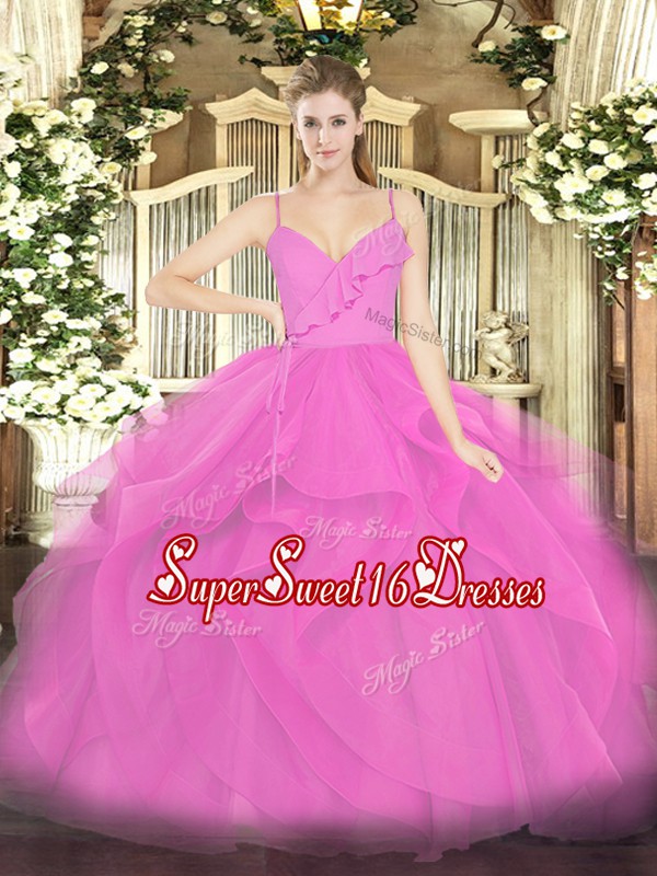  Lilac Zipper Quinceanera Dresses Ruffles Sleeveless Floor Length