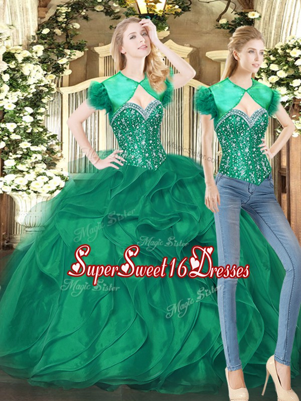 Low Price Sweetheart Sleeveless Tulle Quinceanera Gowns Beading and Ruffles Lace Up