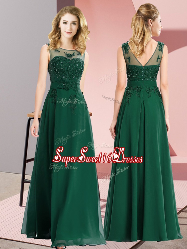 Captivating Sleeveless Zipper Floor Length Beading and Appliques Quinceanera Court Dresses