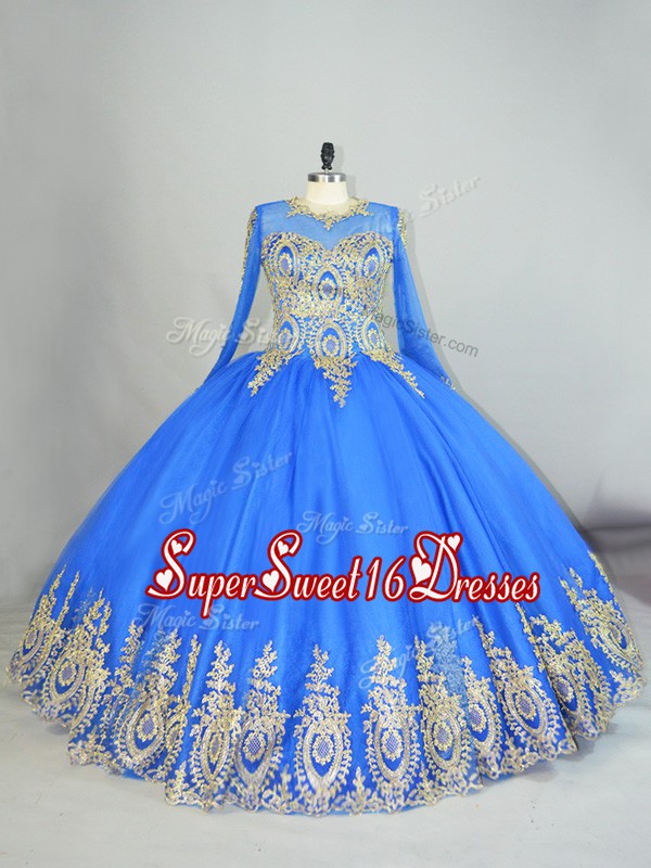  Long Sleeves Beading and Appliques Lace Up Sweet 16 Dress