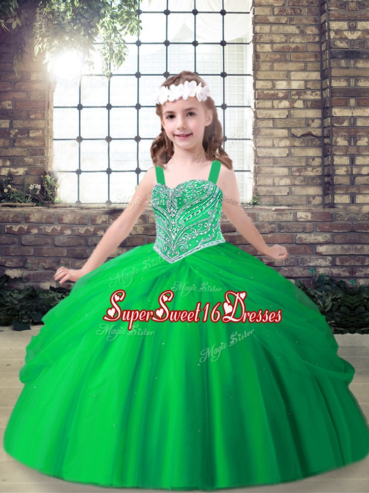 Lovely Floor Length Lace Up Pageant Dress Wholesale for Party and Sweet 16 and Wedding Party with Beading and Pick Ups