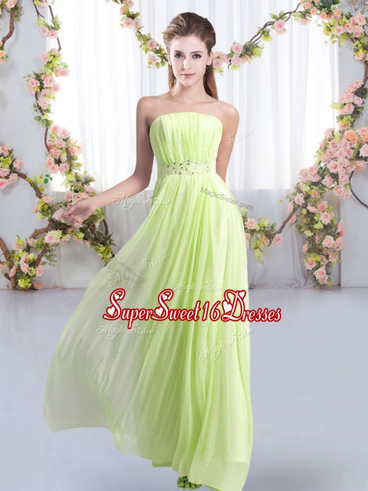  Sleeveless Sweep Train Beading Lace Up Dama Dress for Quinceanera
