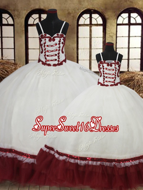 Clearance Straps White Ball Gowns Beading Quinceanera Gowns Lace Up Satin and Organza Sleeveless Floor Length