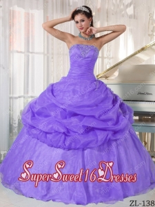 Appliques Lavender Ball Gown Strapless Organza 2013 Sweet 16 Dresses