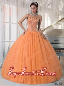 Ball Gown Sweetheart Tulle Beading 2013 Sweet 16 Dresses in Orange Red