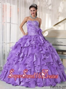 Lavender Ball Gown Sweetheart Organza 2013 Sweet 16 Dresses with Beading