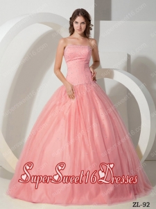 Ball Gown With Tulle Beading Cute For Sweet Sixteen Dresses in Watermelon