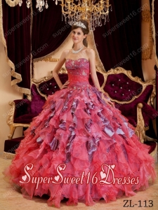 Ruffles Sweetheart Floor-length Beading Leopard and Organza Quinceanera Dress in Multi-colour