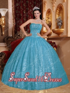 Aqua Blue Ball Gown Sweetheart Custom Made Sweet 16 Dresses with Beading
