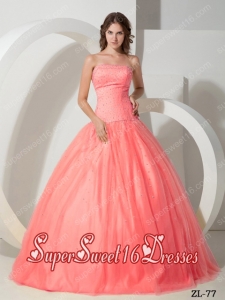 Beading Ball Gown Strapless Tulle Elegant Sweet 16 Dresses