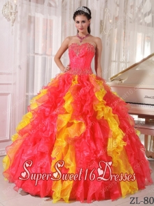 Cute Sweet Sixteen Dresses In Colourful Ball Gown Sweetheart Floor-length Organza Sequins