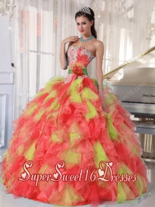 Multi-color Appliques and Ruffles Organza Elegant Sweet 16 Dresses