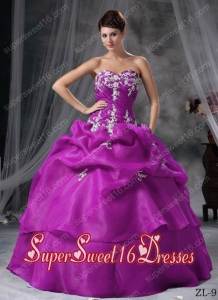 Organza Ball Gown Sweetheart Floor-length Appliques Elegant Sweet 16 Dresses