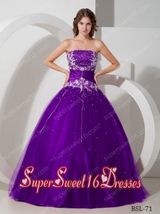 Appliques and Beading Ball Gown Taffeta and Tulle 15th Birthday Party Dresses