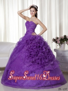 Ball Gown Organza 15th Birthday Party Dresses with Beading and Ruching